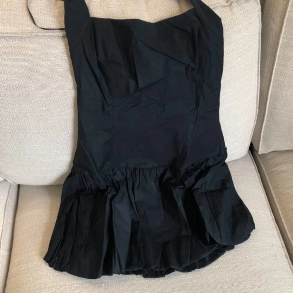 NWT Reformation Babette Cotton Mini Dress Sz2 Black Cotton Bubble - Picture 5 of 9